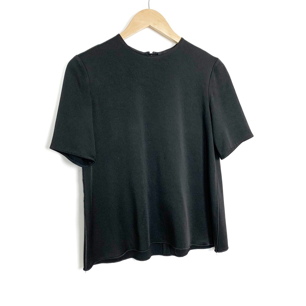 The Row Contrast Seam Crew Black Tee Blouse Top 2